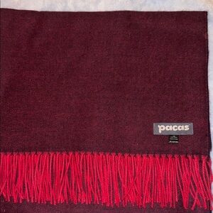 Pacas Burgundy and Red Fringe Scarf